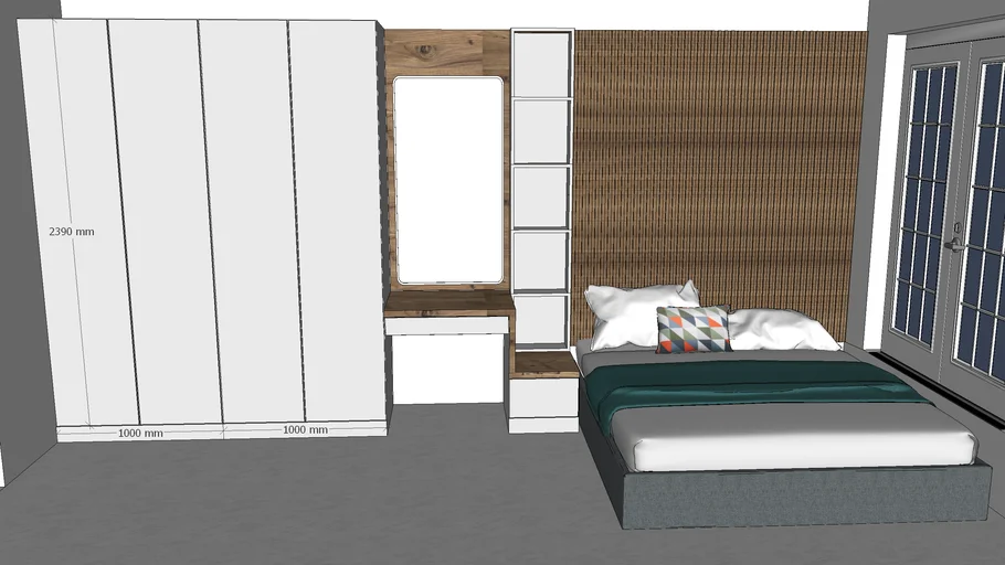 Minimalist 3D Bedroom Rendering